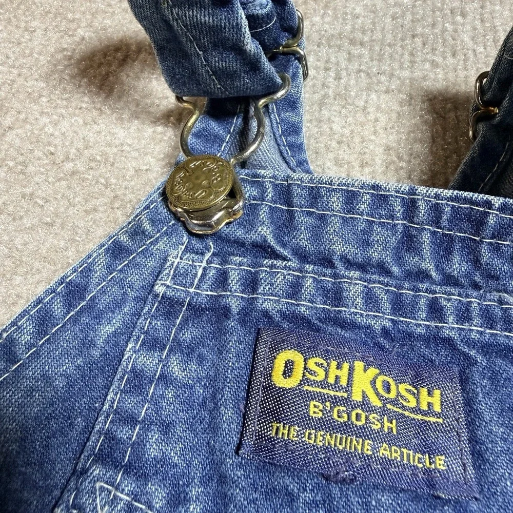 Vintage OshKosh B'Gosh Overalls 6-9M Made in USA Vestbak Denim Baby Blue 90s